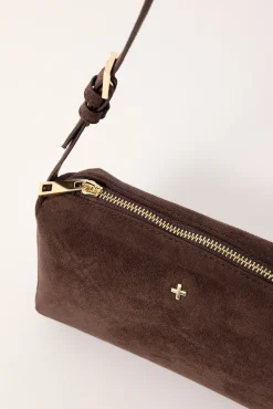 Peta + Jain Punchy Suede Mini Cylinder Bag Choc Suede