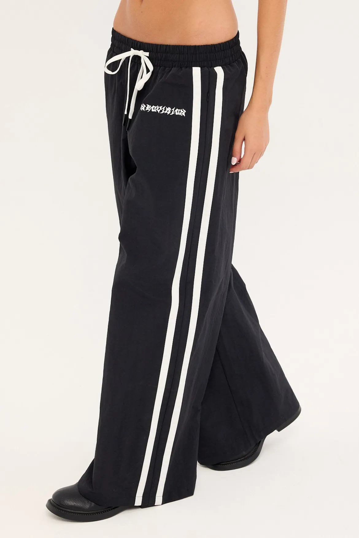 Phase Wide Leg Track Pant Black