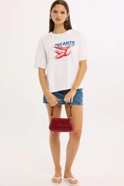 Picante Oversized Graphic Tee White