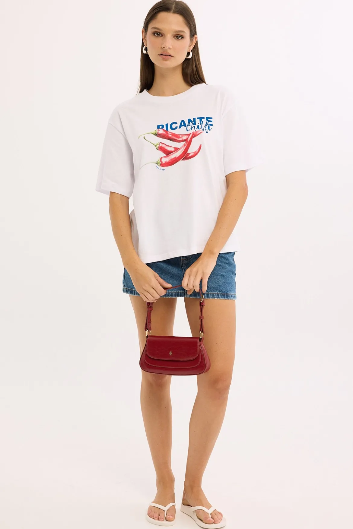 Picante Oversized Graphic Tee White