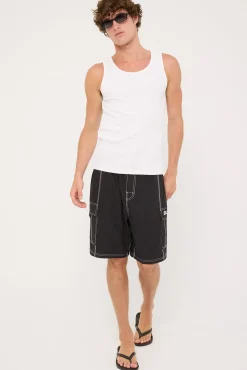 Pick Pocket Elastic Waist Boardshort Black