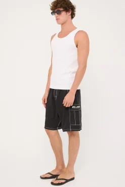 Pick Pocket Elastic Waist Boardshort Black