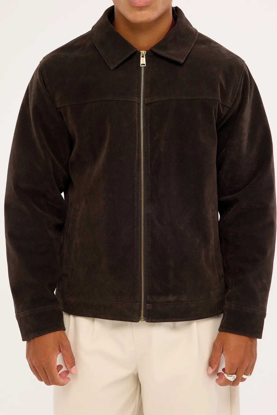 Pilot PU Suede Leather Jacket Brown