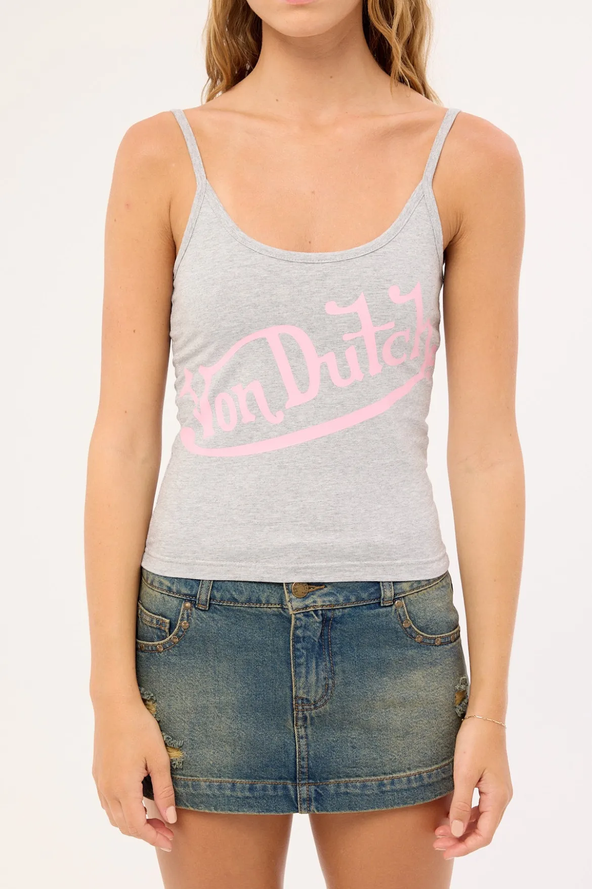Pink Von Dutch Top Grey Marle