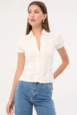Piper Short Sleeve Blouse White