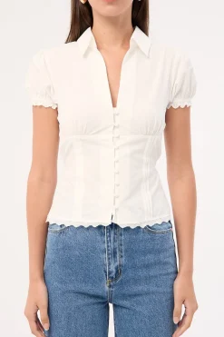 Piper Short Sleeve Blouse White