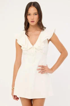 Pippa Ruffle Mini Dress White