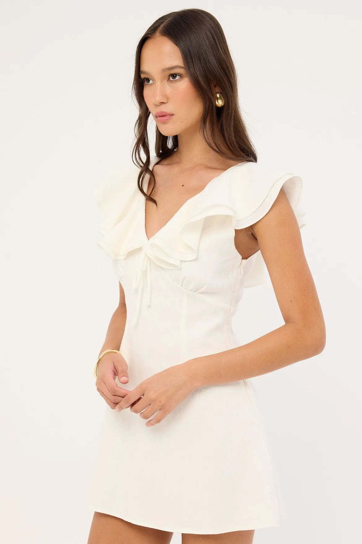 Pippa Ruffle Mini Dress White