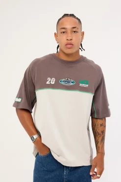 Pit Crew Panel Oversize Raglan Tee Worn Black