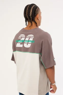 Pit Crew Panel Oversize Raglan Tee Worn Black