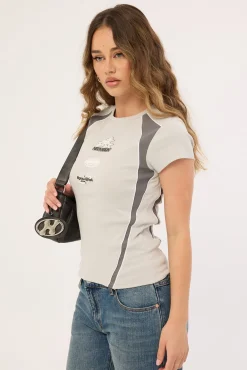 Pixel Baby Tee Grey