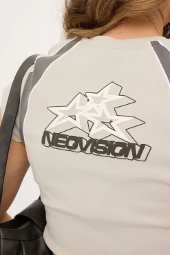 Pixel Baby Tee Grey
