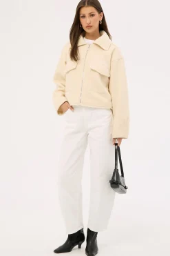 Pixie Textured Zip Up Jacket Cream