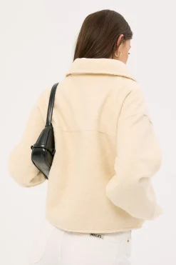 Pixie Textured Zip Up Jacket Cream