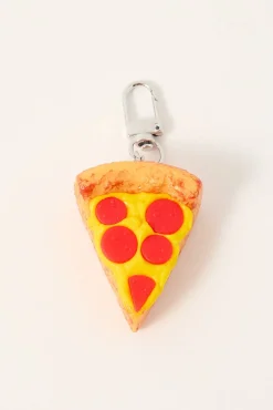 Pizza Slice Keyring Brown