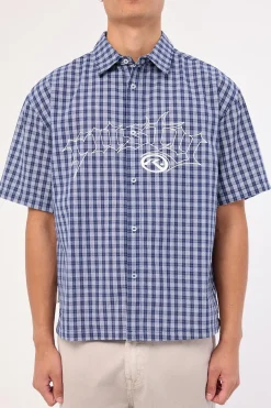 Plaid 182 Short Sleeve Shirt Dark Blue