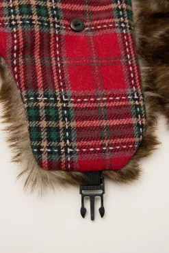 Plaid Trapper Hat Red Print