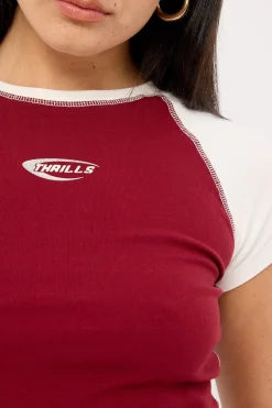 Playing For Keeps Raglan Club Tee Garnet Red