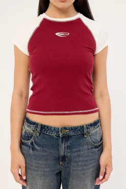 Playing For Keeps Raglan Club Tee Garnet Red