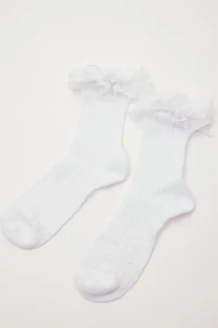Pointelle Lace Frill Sock White