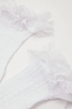 Pointelle Lace Frill Sock White