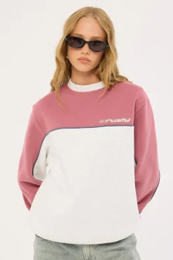 Polar Popped Panelled Crew Fleece Ecru Marle