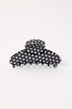 Polka Dot Hair Claw Clip Black