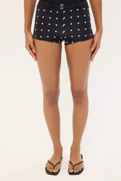 Polka Dot Swim Micro Shorts Black Polka Print