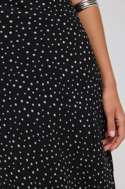 Polka Dream Chiffon Maxi Dress Black Print