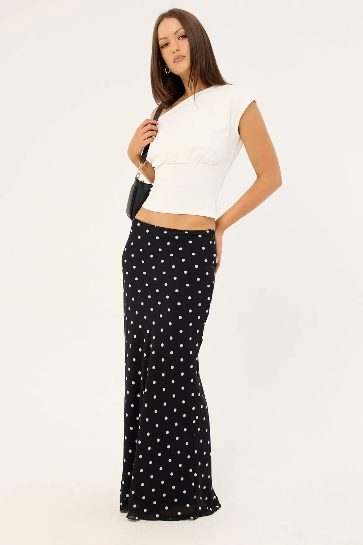 Polka Wish Maxi Skirt Black