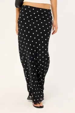 Polka Wish Maxi Skirt Black