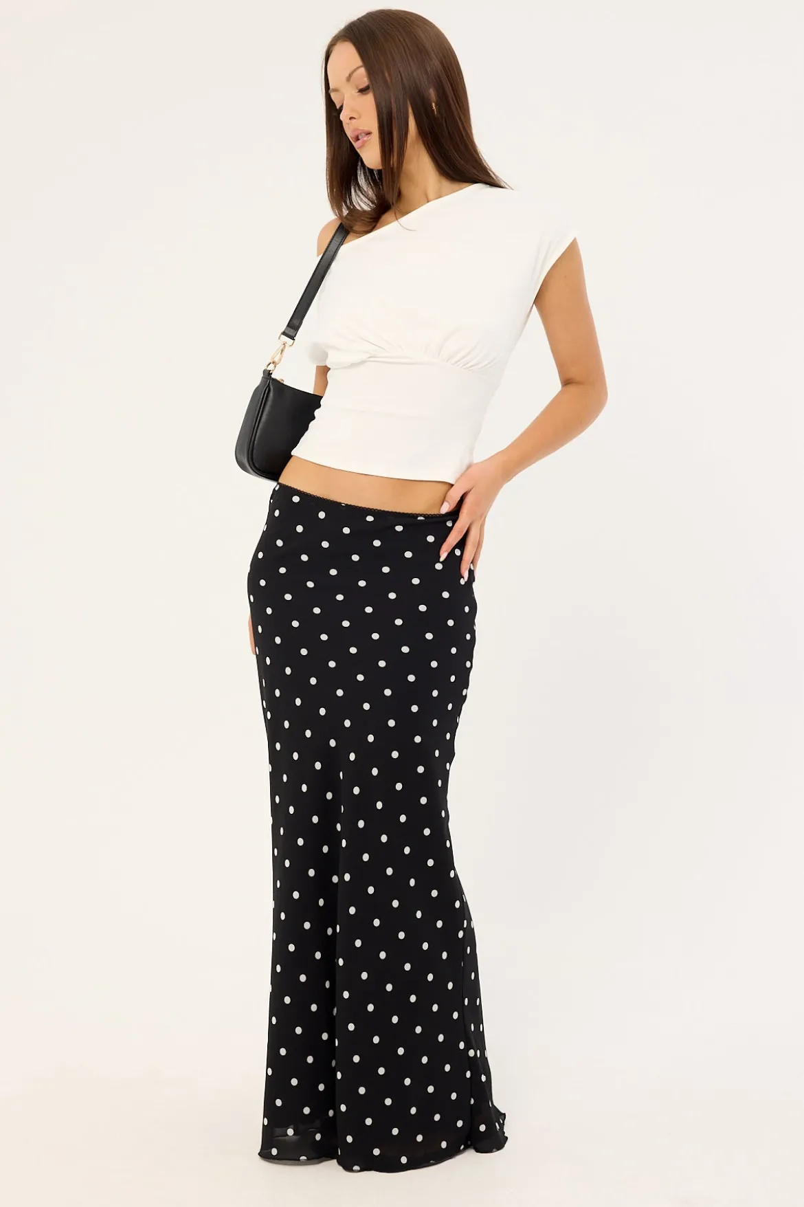 Polka Wish Maxi Skirt Black