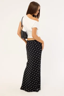Polka Wish Maxi Skirt Black