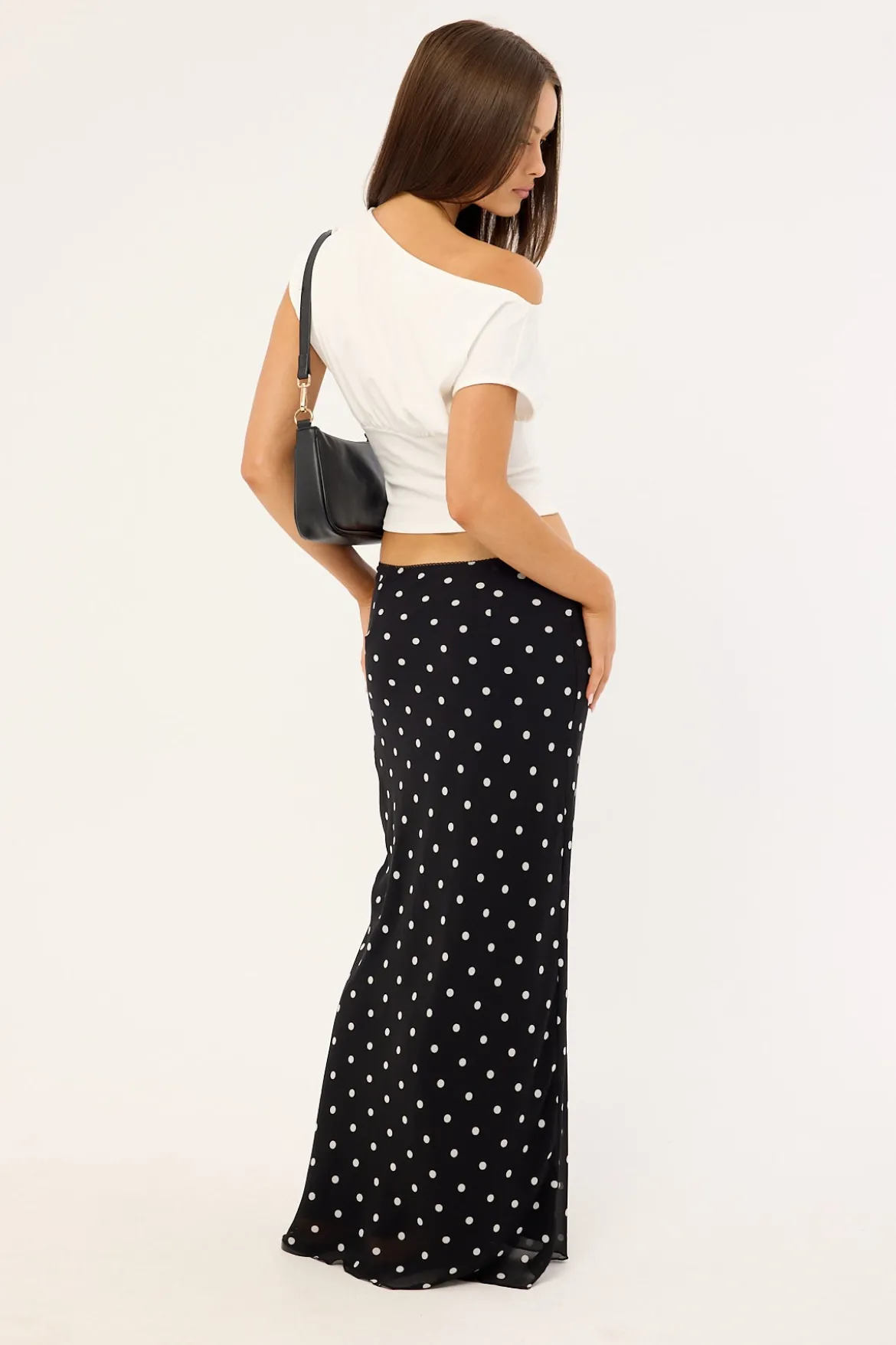 Polka Wish Maxi Skirt Black