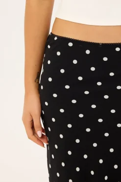 Polka Wish Maxi Skirt Black