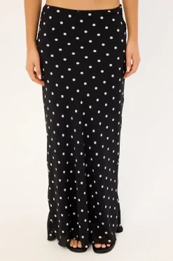 Polka Wish Maxi Skirt Black