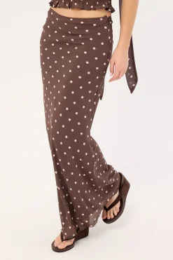 Polka Wish Maxi Skirt Brown