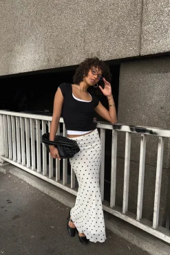 Polka Wish Maxi Skirt Cream Print