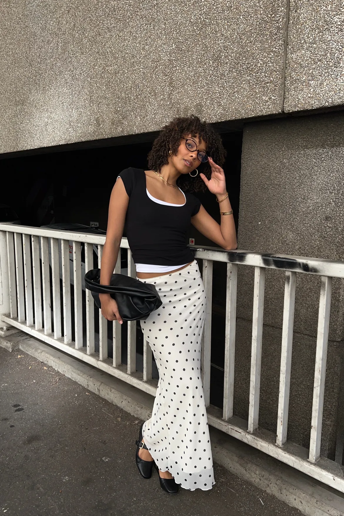 Polka Wish Maxi Skirt Cream Print