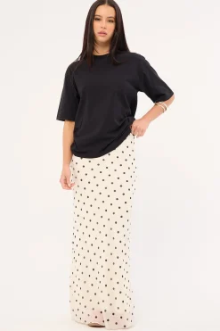 Polka Wish Maxi Skirt Cream Print