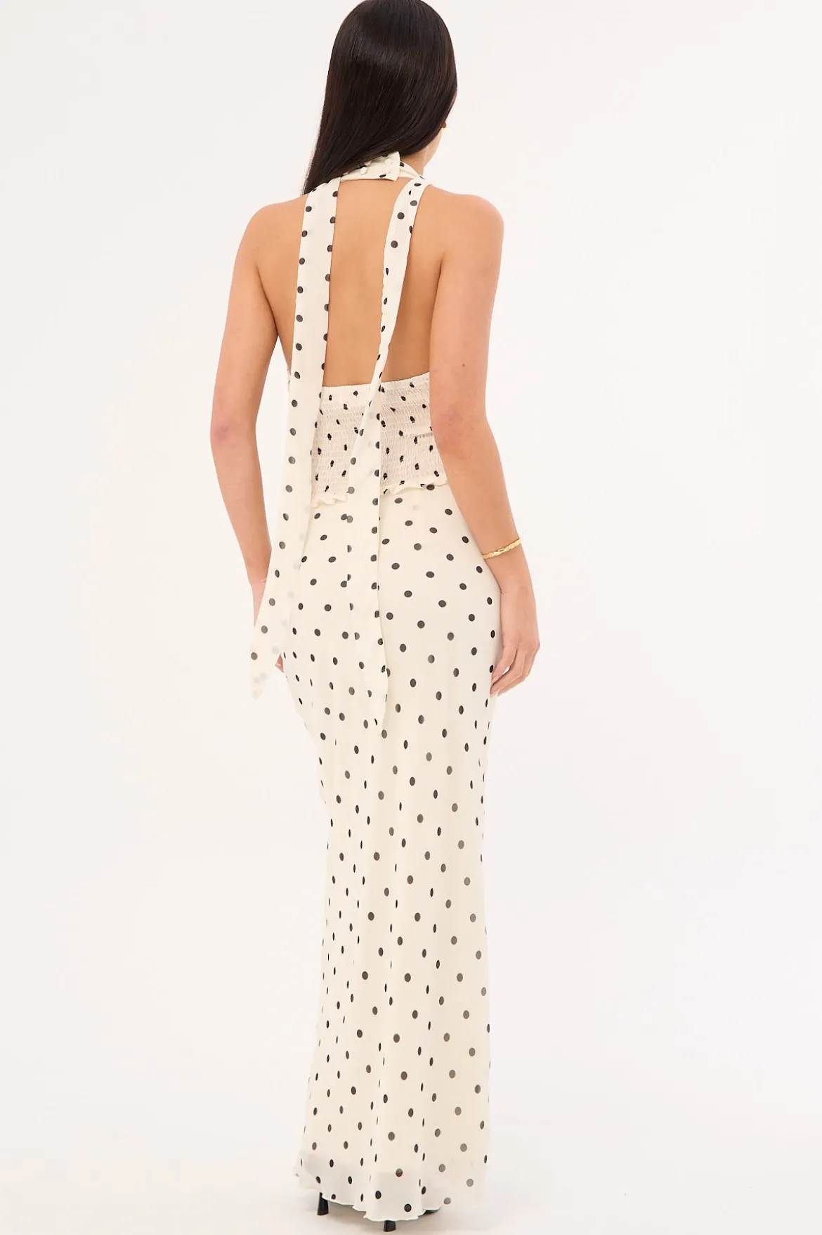 Polka Wish Maxi Skirt Cream Print