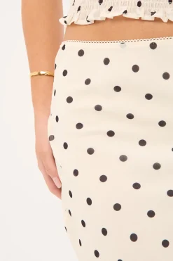 Polka Wish Maxi Skirt Cream Print