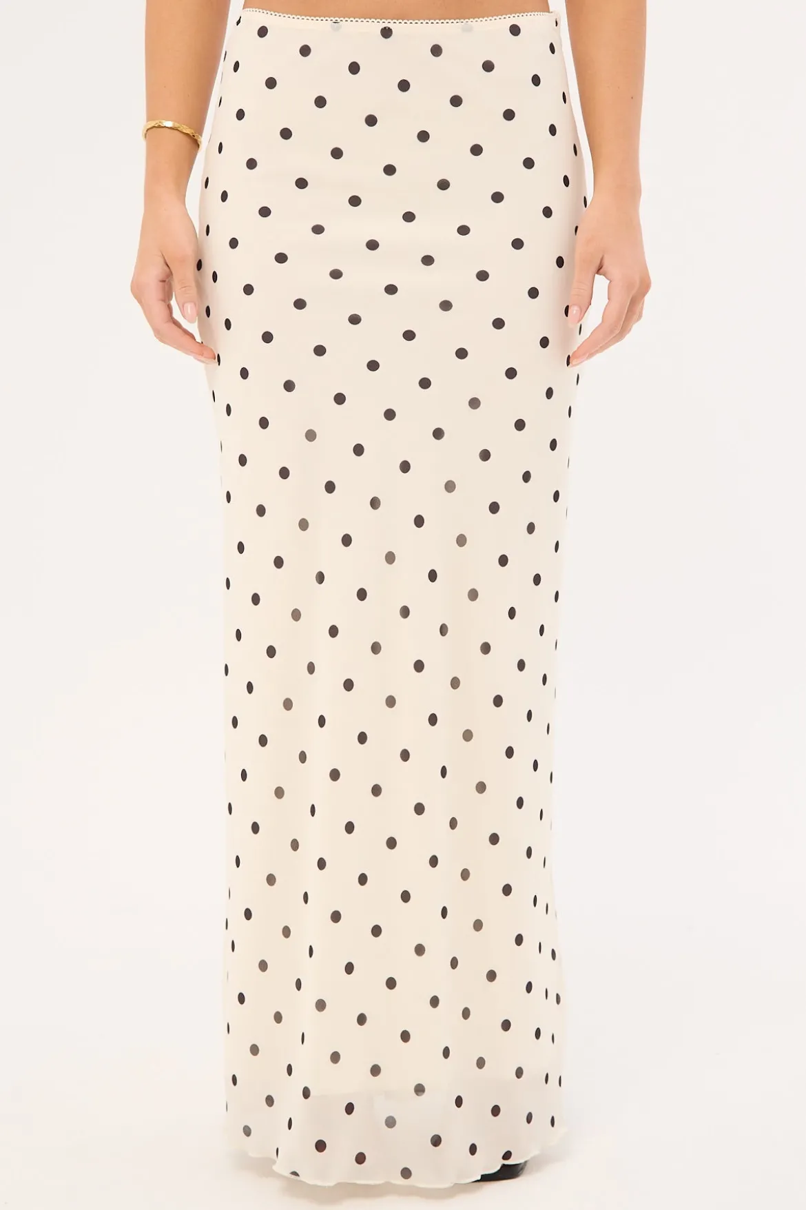 Polka Wish Maxi Skirt Cream Print