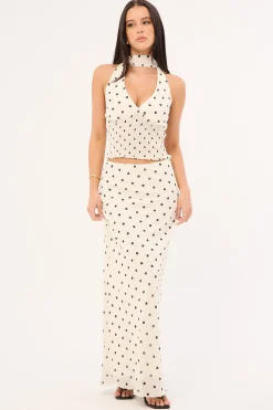 Polka Wish Maxi Skirt Cream Print