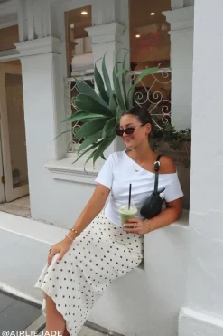 Polka Wish Maxi Skirt Cream Print