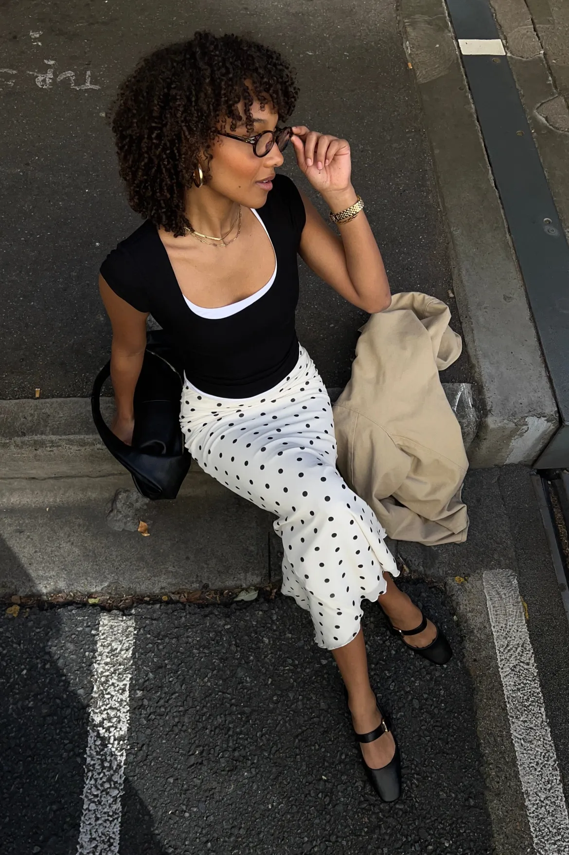 Polka Wish Maxi Skirt Cream Print