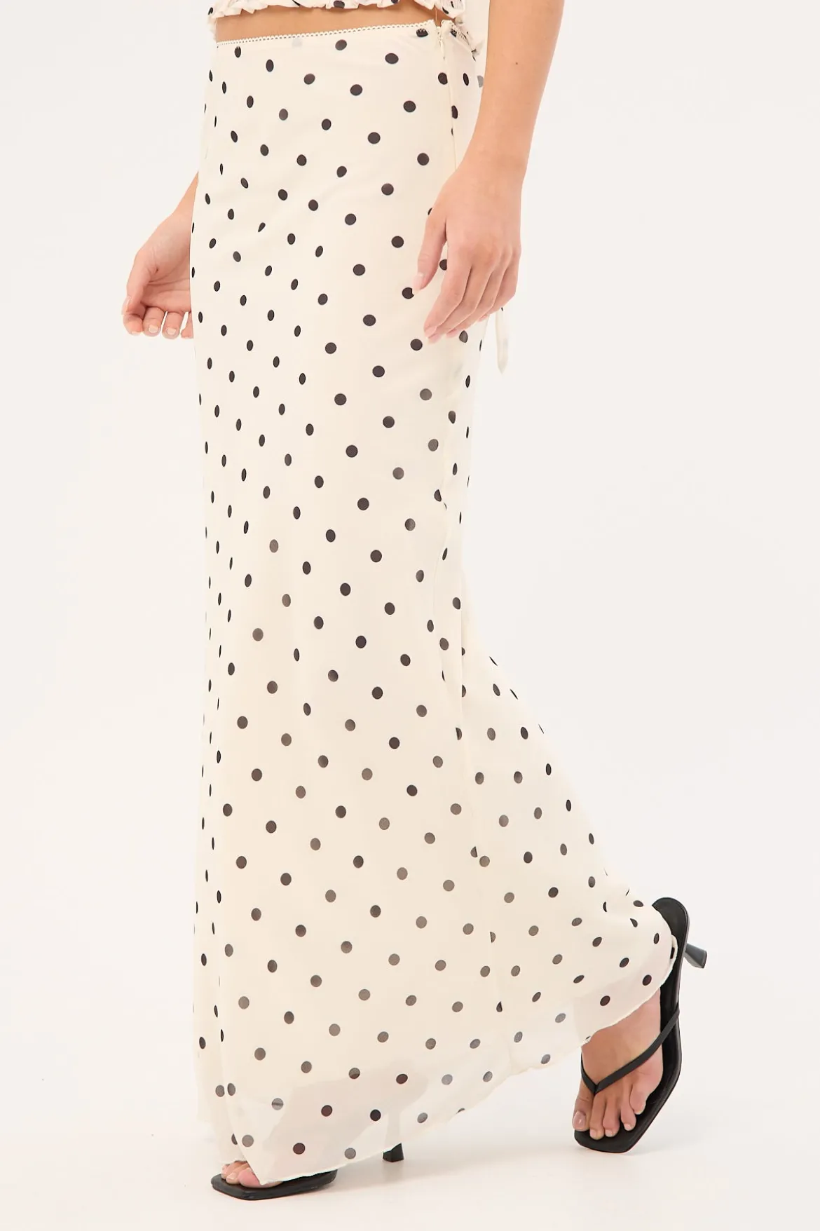 Polka Wish Maxi Skirt Cream Print