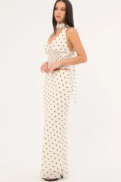 Polka Wish Maxi Skirt Cream Print