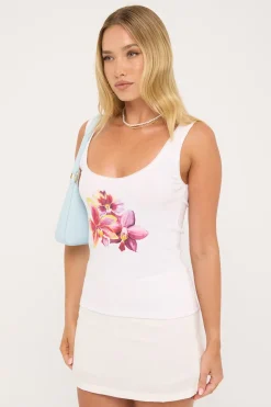 Pollen Singlet Tank Top White