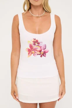 Pollen Singlet Tank Top White